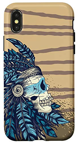 iPhone X XS Native American Chief Skull Indian Headdress Case