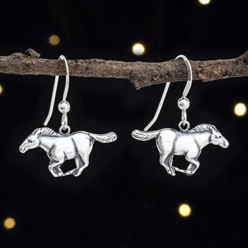 Sterling Silver Wild Mustang  Horse Earrings - Small  Lightweight - Handmade  Solid .925
