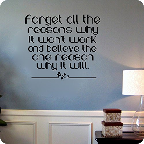 Kreative Decals Forget All The Reasons why it Won t Work and Believe The one Reason why it Will. -13x15  Black-