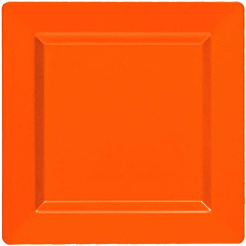 Premium Plastic Square Plates - Orange Peel - 7.25inch  - Party Supply