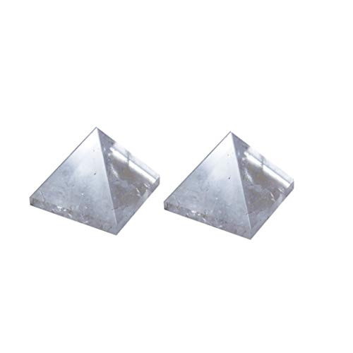M K Cosmics Premium Quality Crystal Quartz Natural Healing Gemstone Pyramid 1 Inches Set of 2