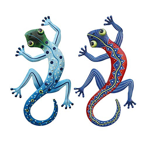 Metal Gecko Wall Art Decor  Gecko Garden Art for Farmhouse Patio Fence Living Room Sculptures Wall Decor Statues Garden Decoration Backyard Indoor Outdoor Bathroom Hotel