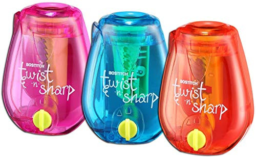 Bostitch Office Twist-N-Sharp Manual Pencil Sharpener  Single Hole  3-Pack  1 Pack of 3