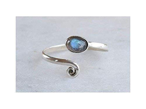 Grey Blue Labradorite Stone Toe ring midi ring 925 Solid Sterling Silver Girl Women Body Jewellery Adjustable Toe Ring Grey Blue Labradorite Stone Toe ring midi ring 925 Solid Sterling Silver Girl Women Body Jewellery Adjustable Toe Ring