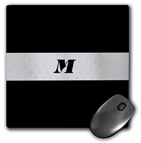 3dRose Black n Silver Monogram Letter M Mouse Pad  8inch  x 8inch  -mp_62605_1-