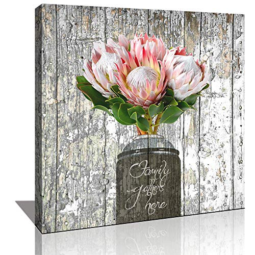 Laiwang Wall Decor Protea Canvas Picture for Home Wall Modern Flower Wall Art Theme Artwork Framed for Bedroom Living Room Bathroom