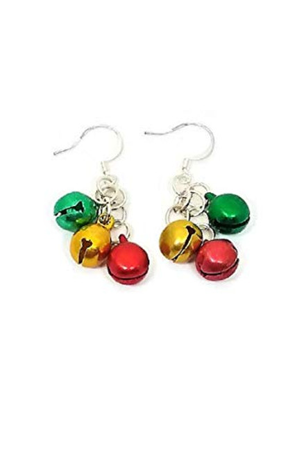 Jingle Bell Earrings. Bright Red Green and Gold Dangle Earrings. Christmas Jewelry. Jingle Bell Earrings. Bright Red Green and Gold Dangle Earrings. Christmas Jewelry.