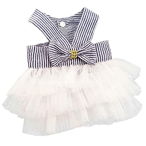 Howstar Pet Dress Cute Halter Bowknot Tutu Dresses for Dog Puppy Lace Skirt Princess Dress -S Navy- Howstar Pet Dress Cute Halter Bowknot Tutu Dresses for Dog Puppy Lace Skirt Princess Dress -S Navy-