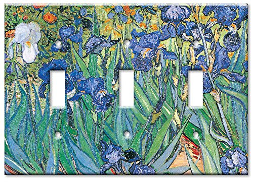 Art Plates - Triple Gang Toggle OVERSIZE Switch Plate OVER SIZE Wall Plate - Van Gogh  Irises Art Plates - Triple Gang Toggle OVERSIZE Switch Plate OVER SIZE Wall Plate - Van Gogh  Irises