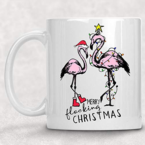 Merry Flocking Christmas Flamingo Mug  Secret Santa Gift  Stocking Stuffer