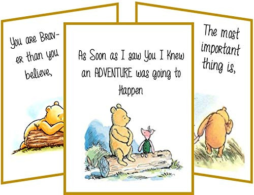 Winnie the Pooh Classic quotes illustrations table tent cards centerpiece