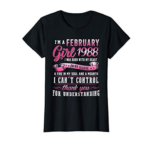 Womens I_m A February Girls 1988 33rd Birthday Gift 33 Years Old T-Shirt
