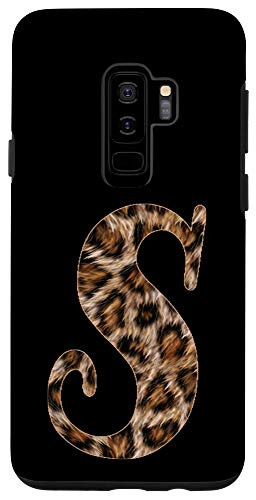 Galaxy S9 Plus Black Leopard Print Initial Letter S Monogram Cute Cheetah Case