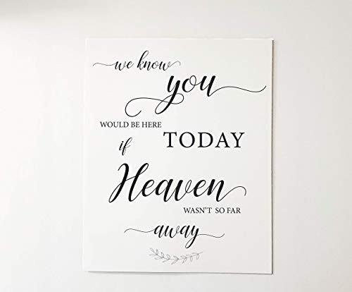 Remembrance Sign 8x10 We know you would be here today if Heaven wasn_t so far away Remembrance Sign Memorial Table Remembrance Sign 8x10 We know you would be here today if Heaven wasn_t so far away Remembrance Sign Memorial Table