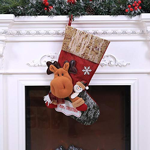 Shan-S Christmas Stockings  Santa Snowman Reindeer Character Stocking for Xmas Home Christmas Tree Fireplace Decoration Fireplace Hanging Ornaments Holiday Party Decor