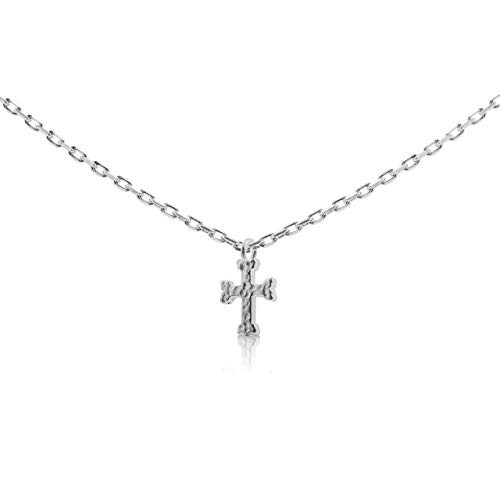 Tiny Cross Pendant Necklace  Sterling Silver Simple Small Dainty Christian Religious Charm for Women and Girls