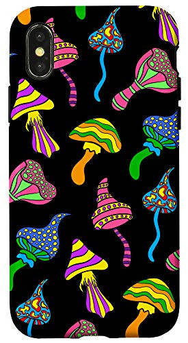 iPhone X XS Psychedelic Mushroom Pattern   Magic Mushrooms Trippy Phone Case