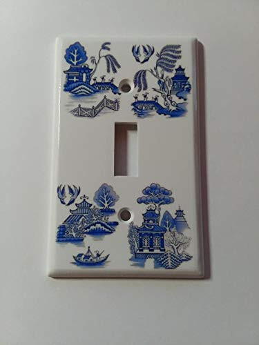 Single Toggle -1-toggle- Light Switch Plate Cover - Vintage-look Blue Willow