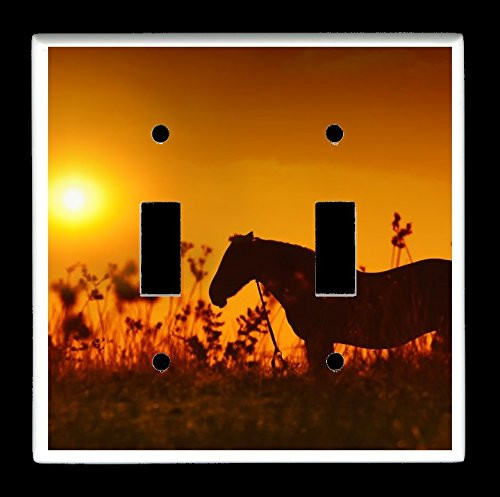 Double Toggle -2-toggle- Light Switch Plate Cover - Horses - Horse Design 0216