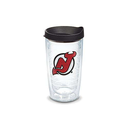 Tervis 1045166 NHL New Jersey Devils Primary Logo Tumbler with Emblem and Black Lid 16oz, Clear