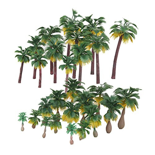 MagiDeal 27Pcs Landscape Layout Model Tree Palm Trees Rain Forests HO O N Z Scale