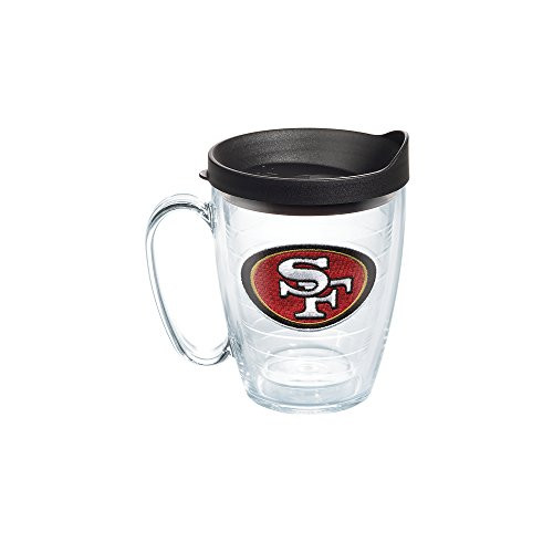 Tervis 1062492 NFL San Francisco 49ers Primary Logo Tumbler with Emblem and Black Lid 16oz Mug, Clear