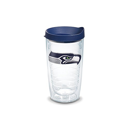 Tervis 1068515 NFL Seattle Seahawks Primary Logo Tumbler with Emblem and Navy Lid 16oz, Clear
