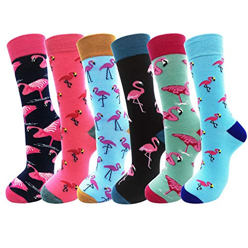Moyel 6 Pairs Flamingo Socks Flamingo Gifts For Women Fun Funny Cool Novelty Funky Crazy Dress Socks
