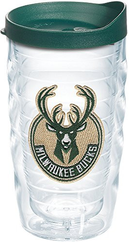 Tervis 1198162 NBA Milwaukee Bucks Primary Logo Tumbler with Emblem and Hunter Green Lid 10oz Wavy, Clear