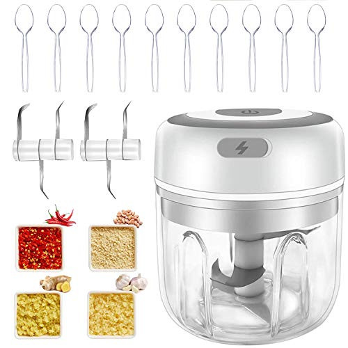 Mini Electric Onion Chopper Vegetable Food Chopper Garlic Nut Small Blender Mincer Press Food Processor Chopper for Veggie Garlic Salsa Onion Spice Pepper-white 250ml- Mini Electric Onion Chopper Vegetable Food Chopper Garlic Nut Small Blender Mincer Press Food Processor Chopper for Veggie Garlic Salsa Onion Spice Pepper-white 250ml-