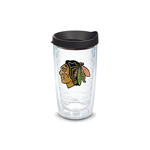 Tervis 1089666 NHL Chicago Blackhawks Primary Logo Tumbler with Emblem and Black Lid 16oz, Clear Tervis 1089666 NHL Chicago Blackhawks Primary Logo Tumbler with Emblem and Black Lid 16oz, Clear