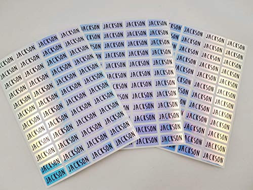 144 Blue Hologram Small Name Stickers -Daycare Labels- Kids labels- Small Size- Customized Labels - Waterproof Labels