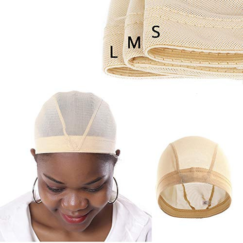 Mesh Weave Cap Breathable Stretch Spandex Dome Wig Caps for Making Wigs Beige mesh cap S