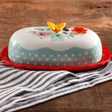 The Pioneer Woman Flea Market Decorated Floral 6.4" Butter Dish