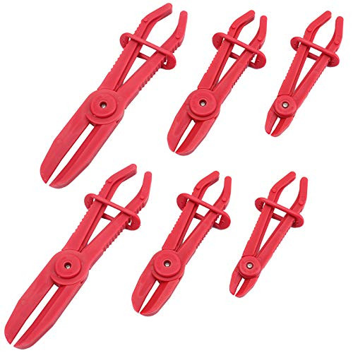 Yarlung 6 Pack 3 Size Plastic Hose Clamp Pliers  Line Clamps Pinch Pliers for Flexible Hoses  Brake Hoses  Fuel Hoses  Gas Lines  Coolant Hoses  Radiator Hoses  Red