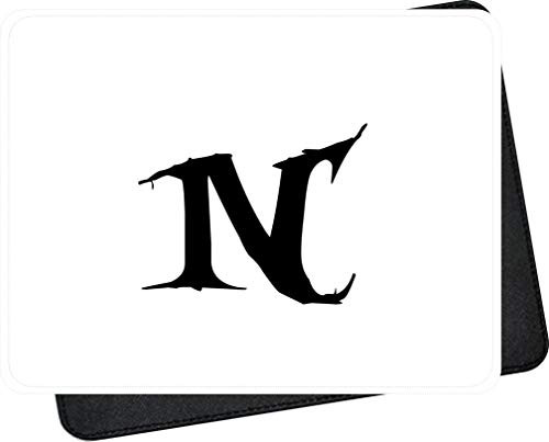 Personalized Monogram Letter N Freaky Lettering - Premium Faux Leather Mouse Pad Mousepad
