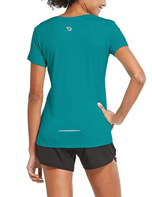 BALEAF Women_s Athletic Short-Sleeved Loose Fit Running T-Shirts Lightweight Quick Dry Workout Yoga Crewneck Tops Teal Size S