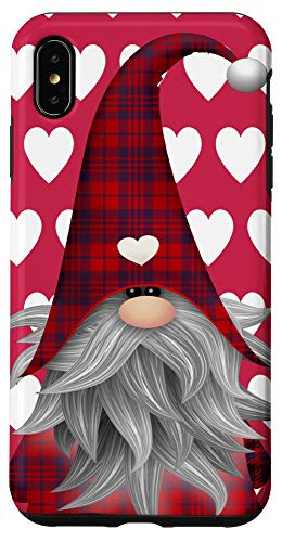 iPhone XS Max Valentines Day Gnome Hearts  and  Love Buffalo Plaid Woman Gift Case