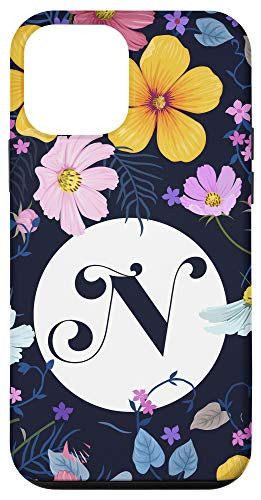 iPhone 12 mini Cute Modern Floral Letter N - floral initial letter N Case