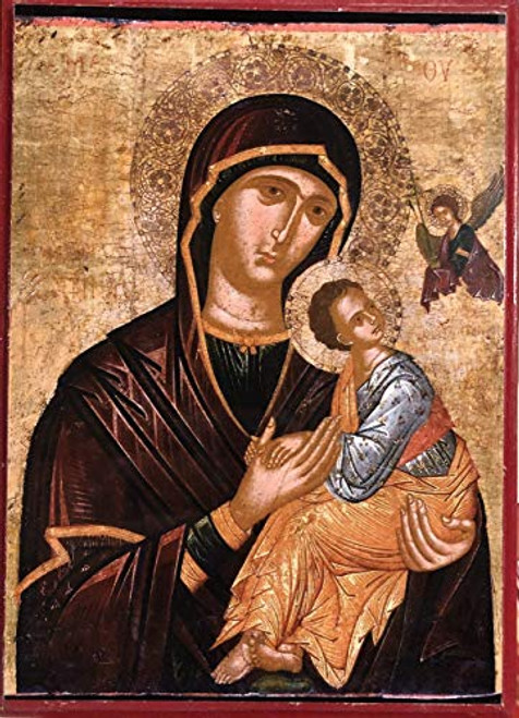 Wooden Greek Orthodox Christian Icon Holy Virgin Theotokos Saint Mary with Jesus Christ and Angel 4.5inch x 6.5inch Wooden Greek Orthodox Christian Icon Holy Virgin Theotokos Saint Mary with Jesus Christ and Angel 4.5inch x 6.5inch