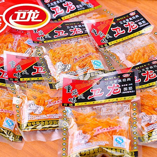 WEI LONG Chinese Special Snack Food  Spicy Gluten Wei Long La Tiao 10 Packages