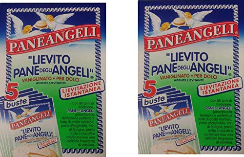 Paneangeli inch Lievito Pane degli Angeliinch  Vanilla Yeast - 16gr Packages -Pack of 2- - Italian Import -