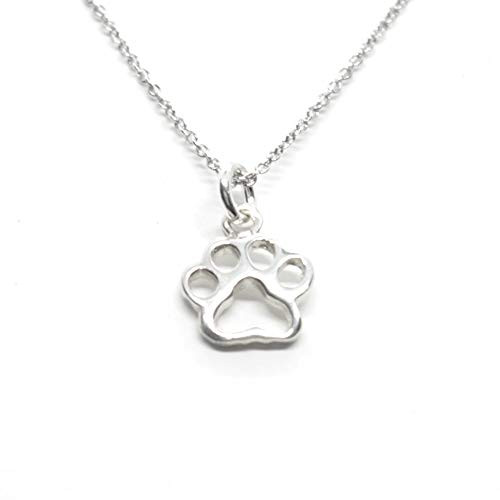 Paw Print Sterling Silver Charm Necklace 18inch  -tiny size-