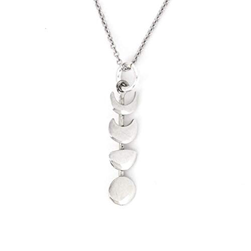 Moon Phase Pendant Sterling Silver Necklace  18inch  -small size-