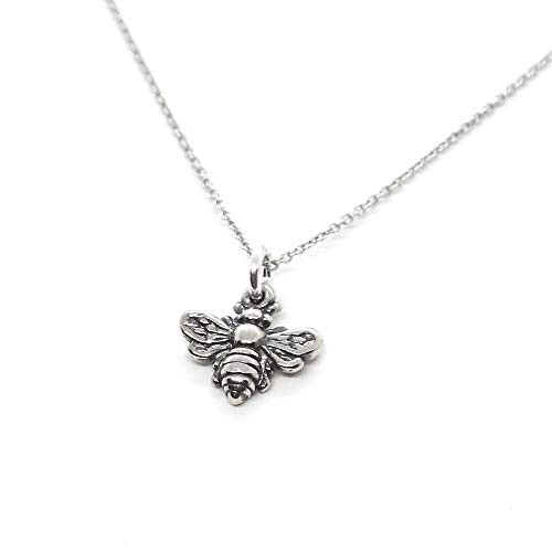Bumble Bee Charm Sterling Silver Necklace 18inch -tiny size- Bumble Bee Charm Sterling Silver Necklace 18inch -tiny size-