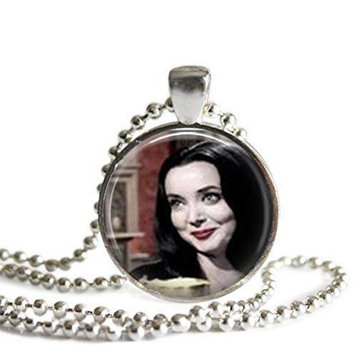 The Addams Family Carolyn Jones as Morticia Addams 1 inch Silver Plated Pendant Necklace