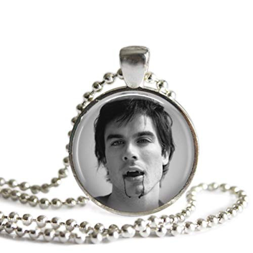 The Vampire Diaries Damon Salvatore Fangs 1 Inch Silver Plated Pendant Necklace