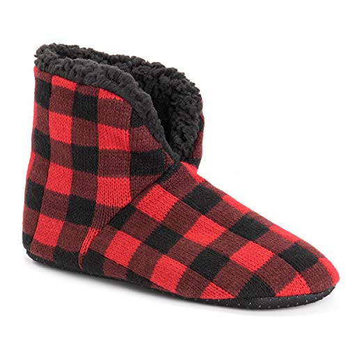 Muk Luks Men_s Slipper Booties  Red Black  Small Medium -8-10-