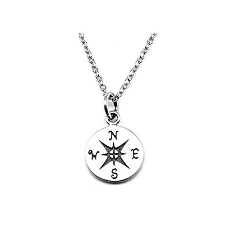 Compass Charm Sterling Silver Necklace  16inch  -small size-