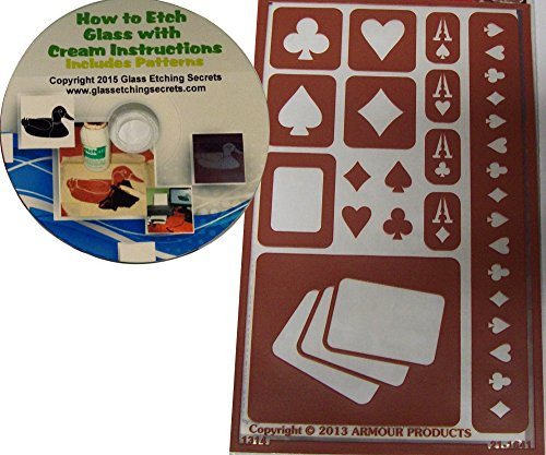 Armour Products Etch Over N Over Stencil  Poker Cards  Plus Free How to Etch CD